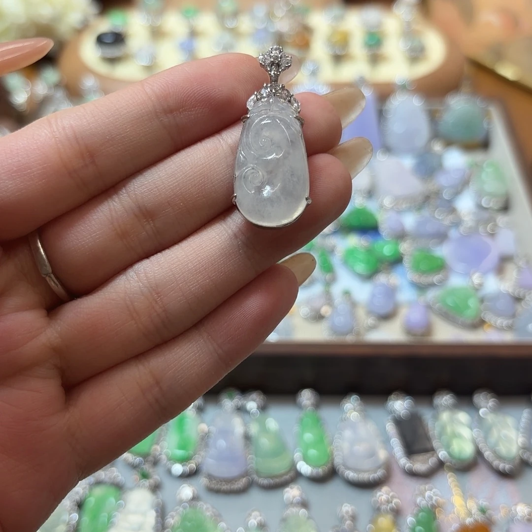 翡翠银S925镶嵌吊坠(不含链)