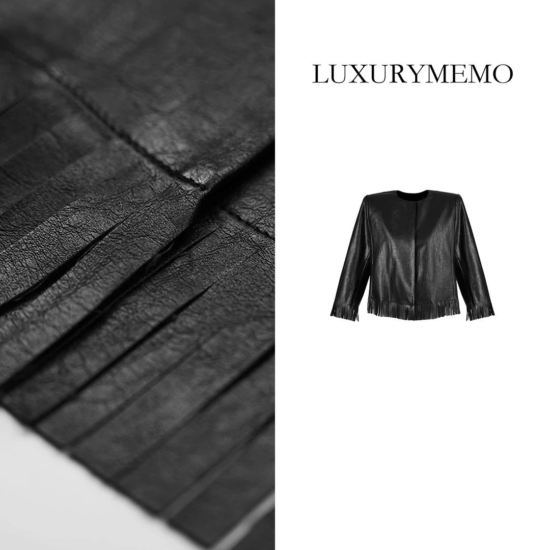 LUXURYMEMO【刘熊熊】秋季新款时尚气质流苏醋酸上衣女外套80851