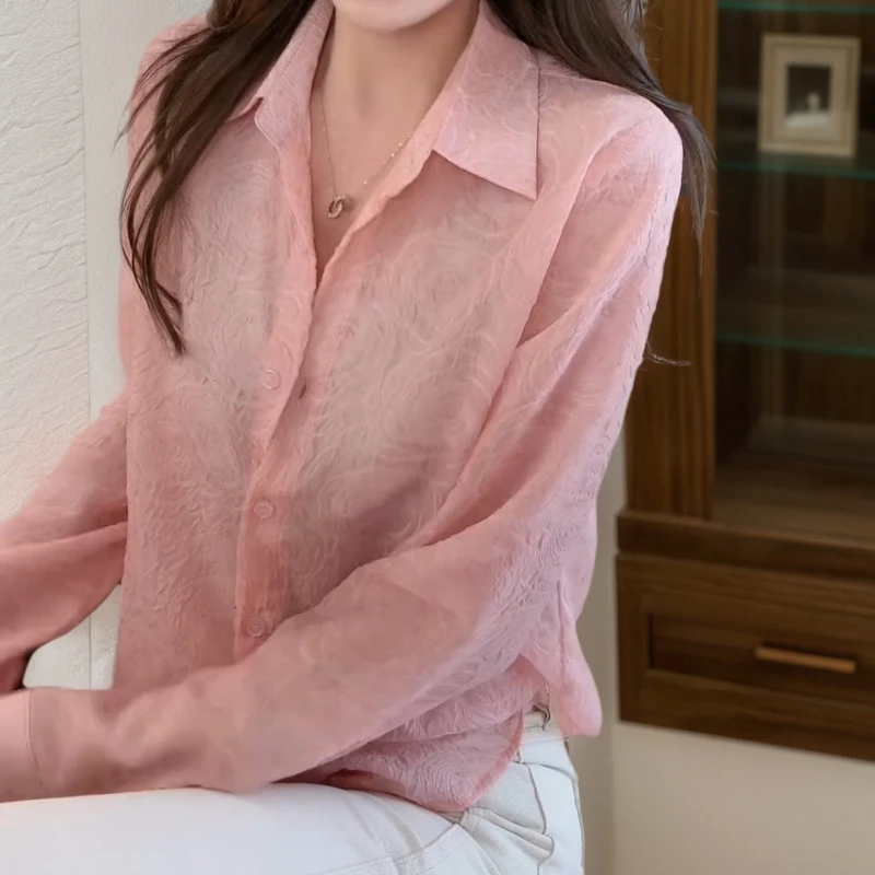 洋气减龄设计感玫瑰花小衫女人味显瘦长袖衬衫LK2507135