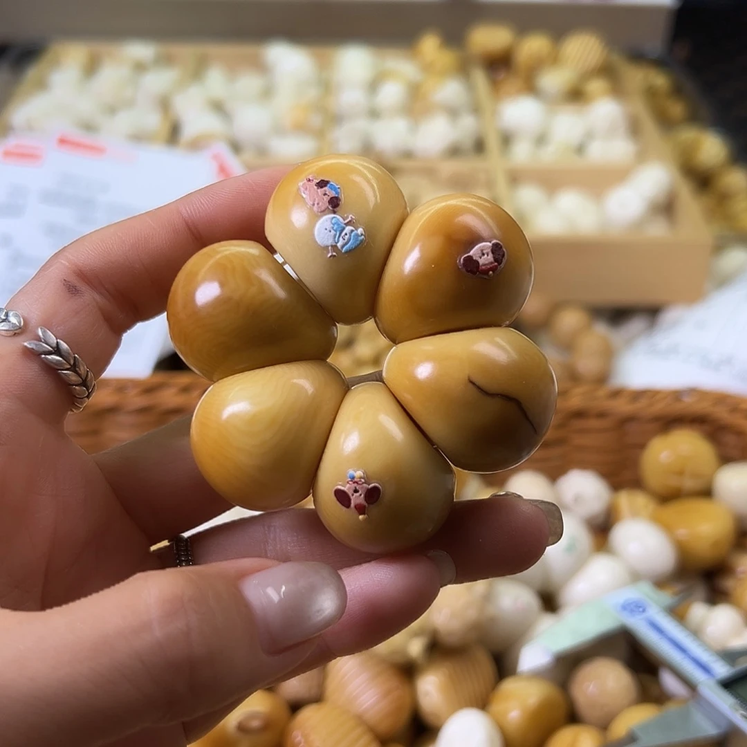 菩提根/象牙果手串瑕疵炭烤山竹手捻1条有大裂