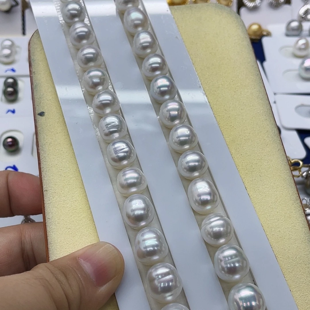 海水珍珠银S925镶嵌澳白炫彩裸珠10-13mm