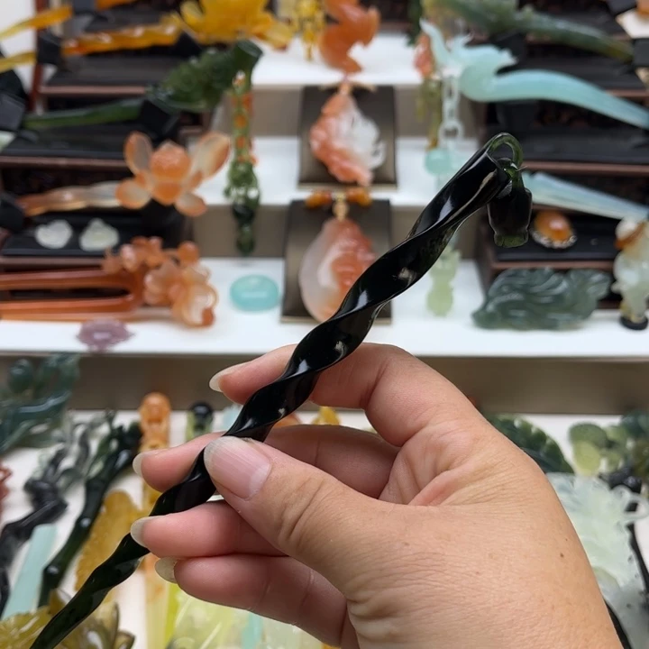 蛇纹石玉未镶嵌岫玉发簪