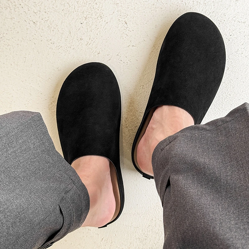 勃肯鞋男时尚软底半拖鞋夏季复古休闲外穿通勤包头一脚蹬懒人鞋子