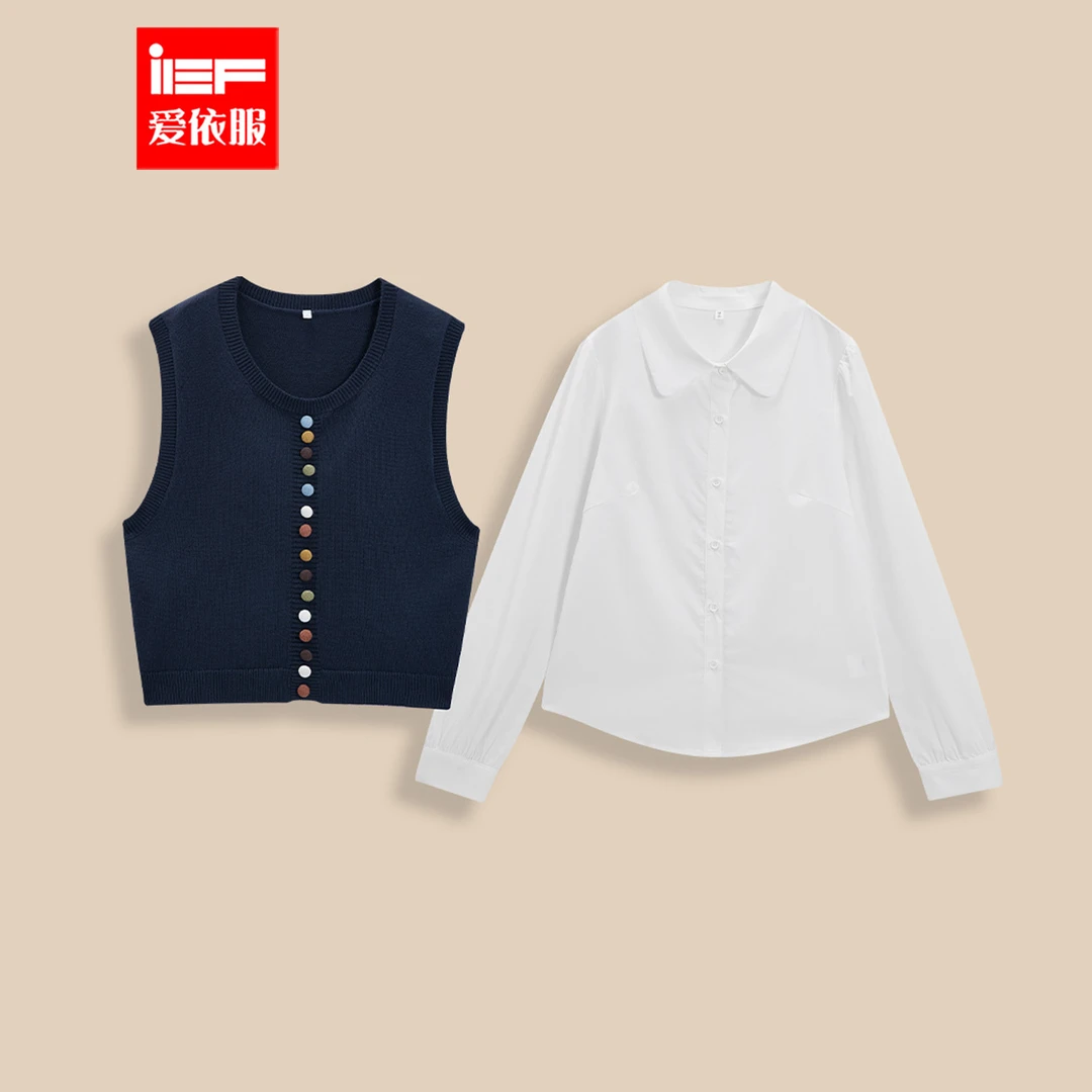 IEF/爱依服【微胖】大码女装2025秋季新款文艺休闲百搭两件套上衣