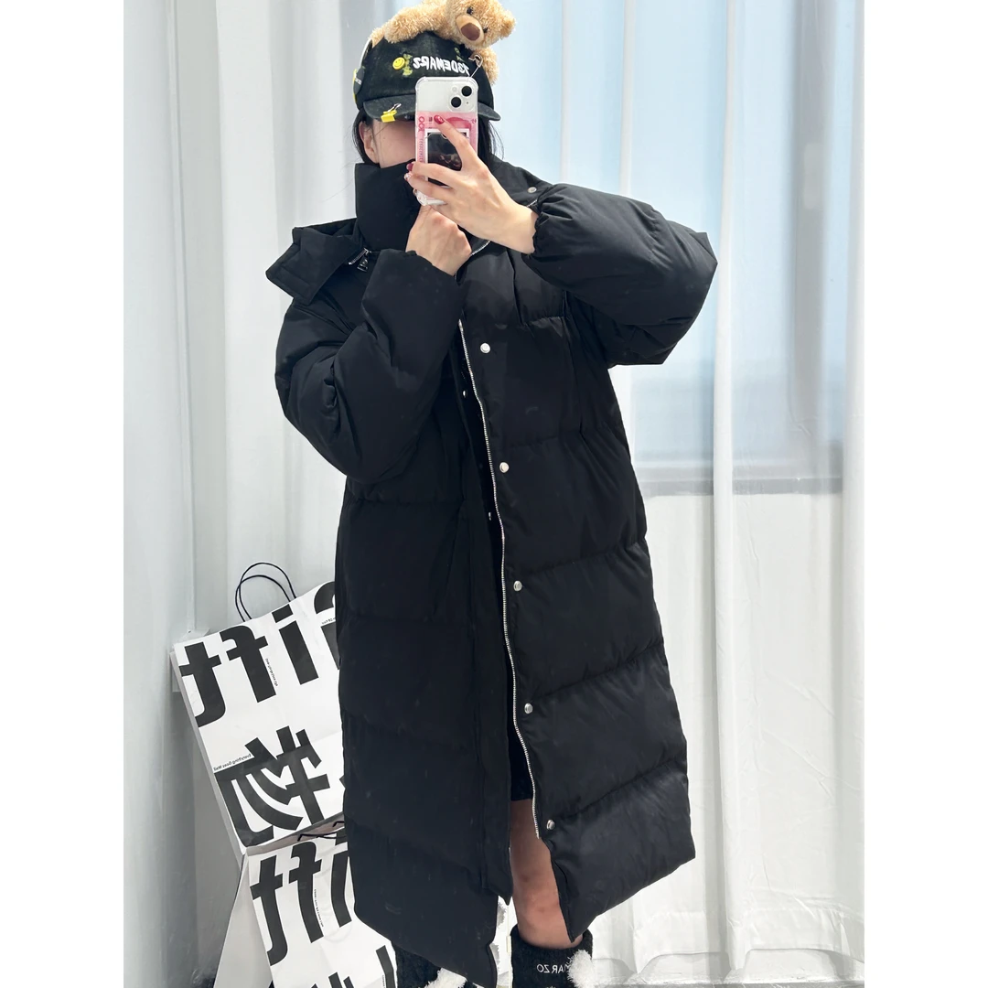 【YU·PP】（111）长款过膝休闲氛围大刺绣玩偶连帽羽绒服外套（P0122）