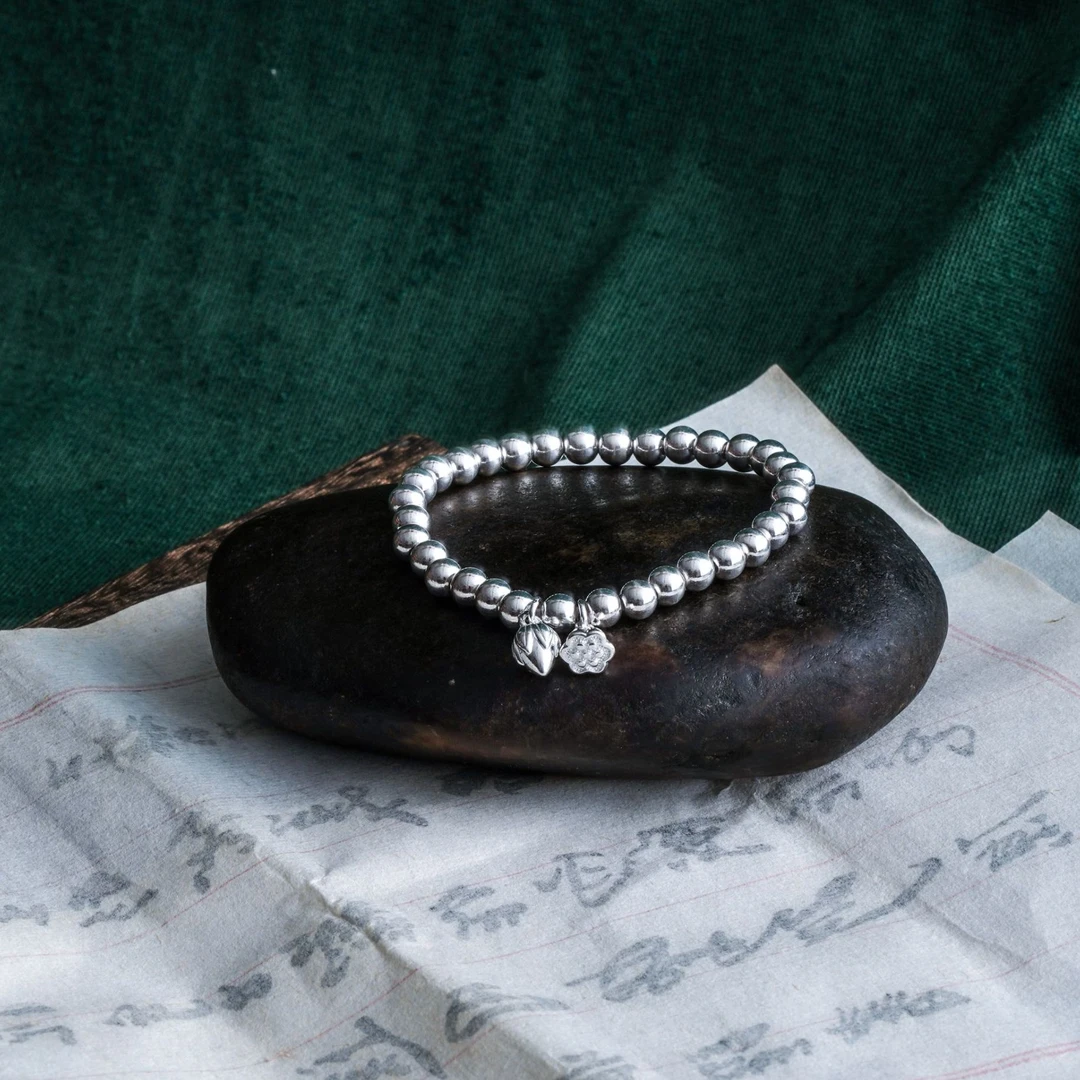 足银银制品  足银银制品  两世欢莲蓬足银手串