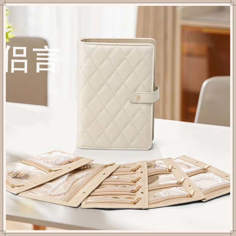 2025新款耳钉首饰收纳耳环书册LYGF旅行便携项链活页收纳袋【富盛】