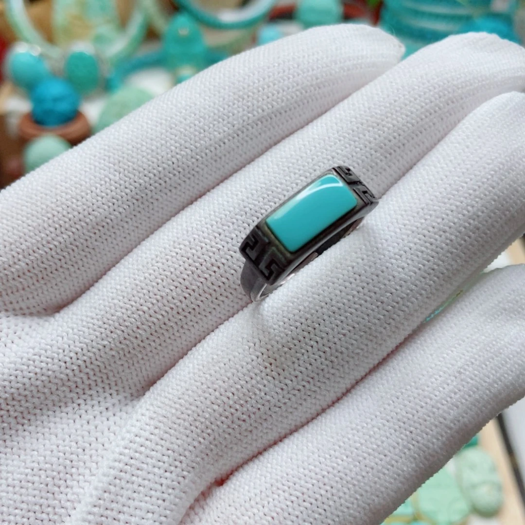 绿松石银S925镶嵌戒指