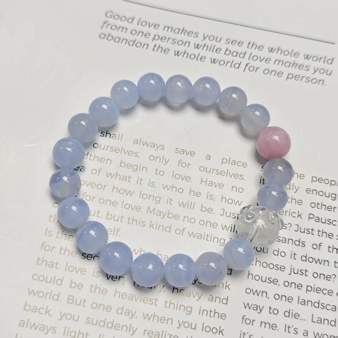 【海底之光】冰种蓝纹玛瑙手链8+(多样发其一) YX199