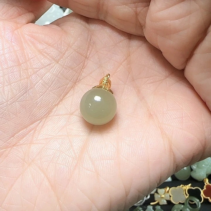 和田玉银S925镶嵌吊坠(不含链)冬*