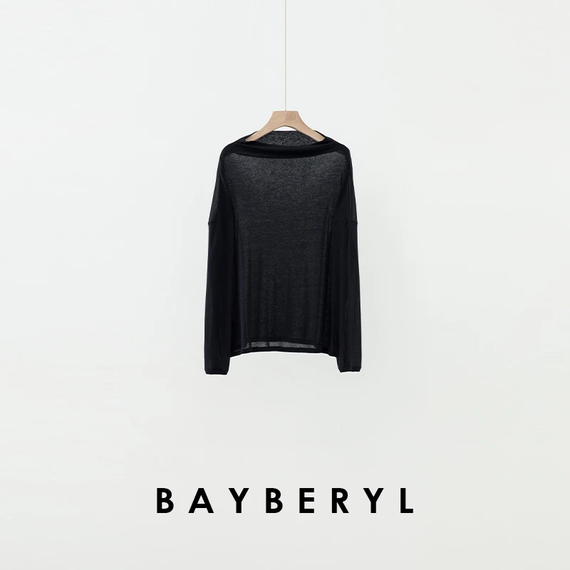 BAYBERYL老贝一字领心机显瘦百搭气质薄25春长袖T恤NT5B2434-2/25