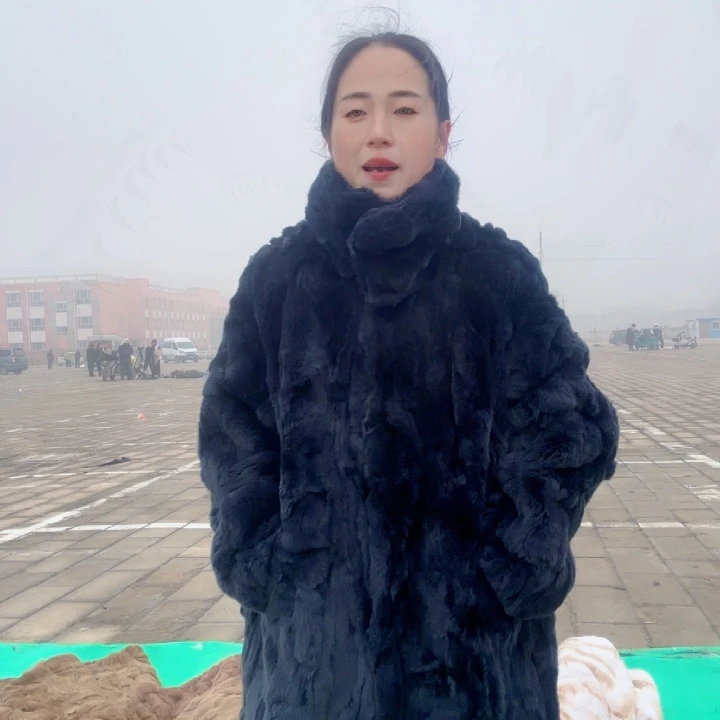 1*深蓝色中长款外套xl