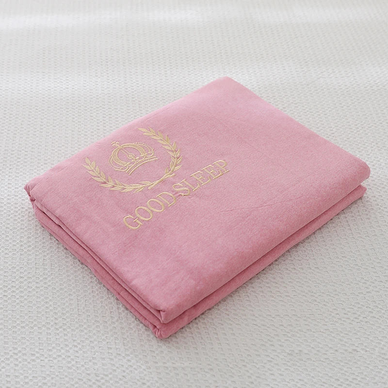 专享【京かわ会社】纯棉磨毛刺绣双人被罩 200*230cm  素色粉