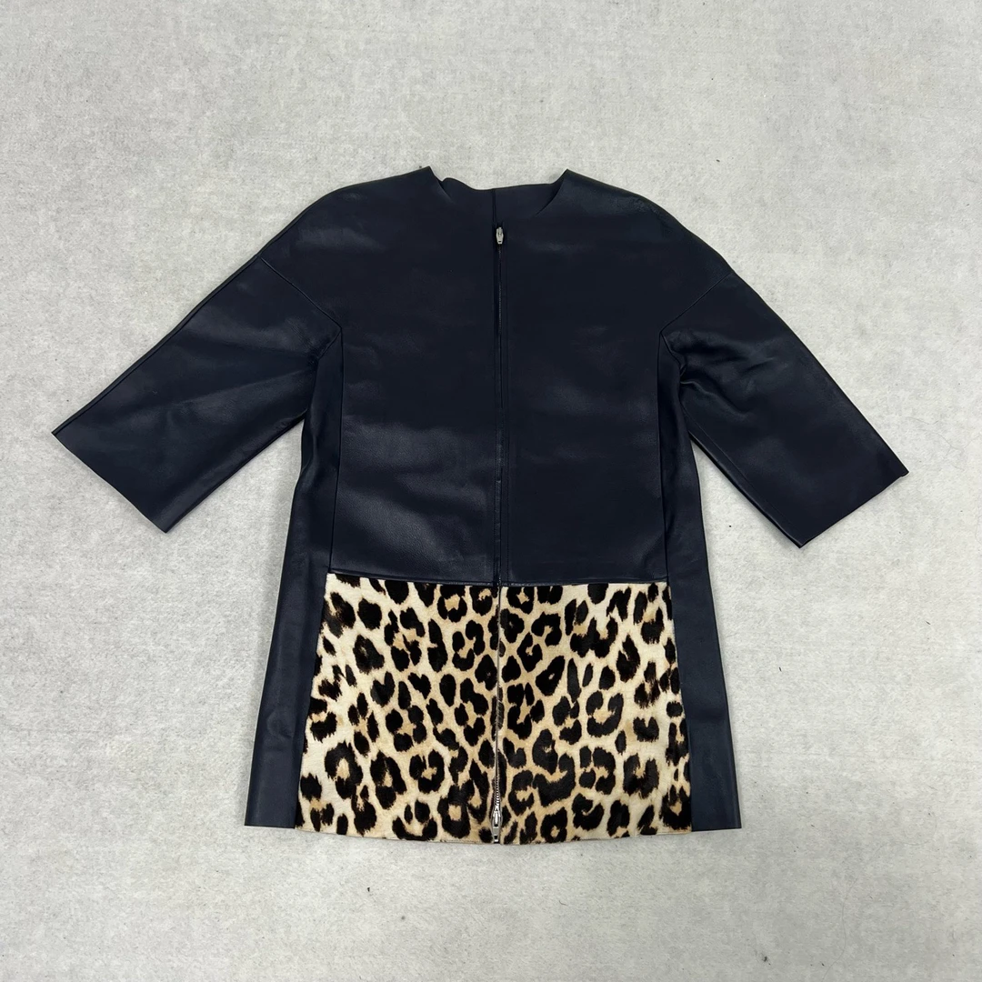 99新 Celine/思琳 黑色 豹纹 小羊皮外套 嘉兴