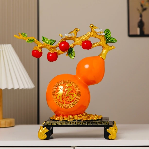 中式树脂葫芦摆件家用工艺品客厅玄关柿柿福禄酒柜装饰品节日送礼