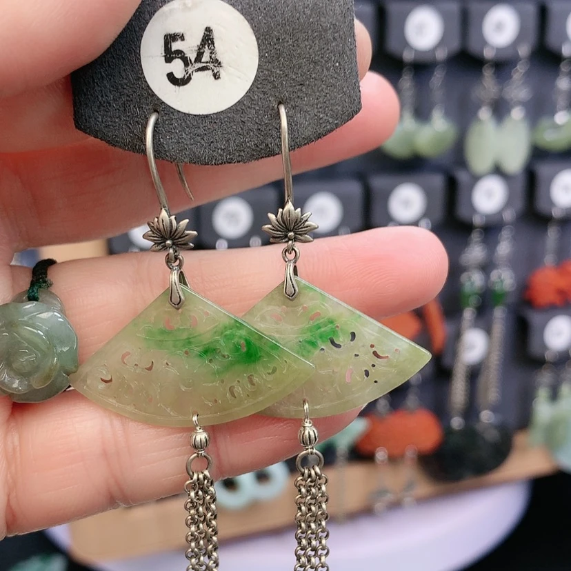 【闪购商品】翡翠耳饰银S925镶嵌陌****精美