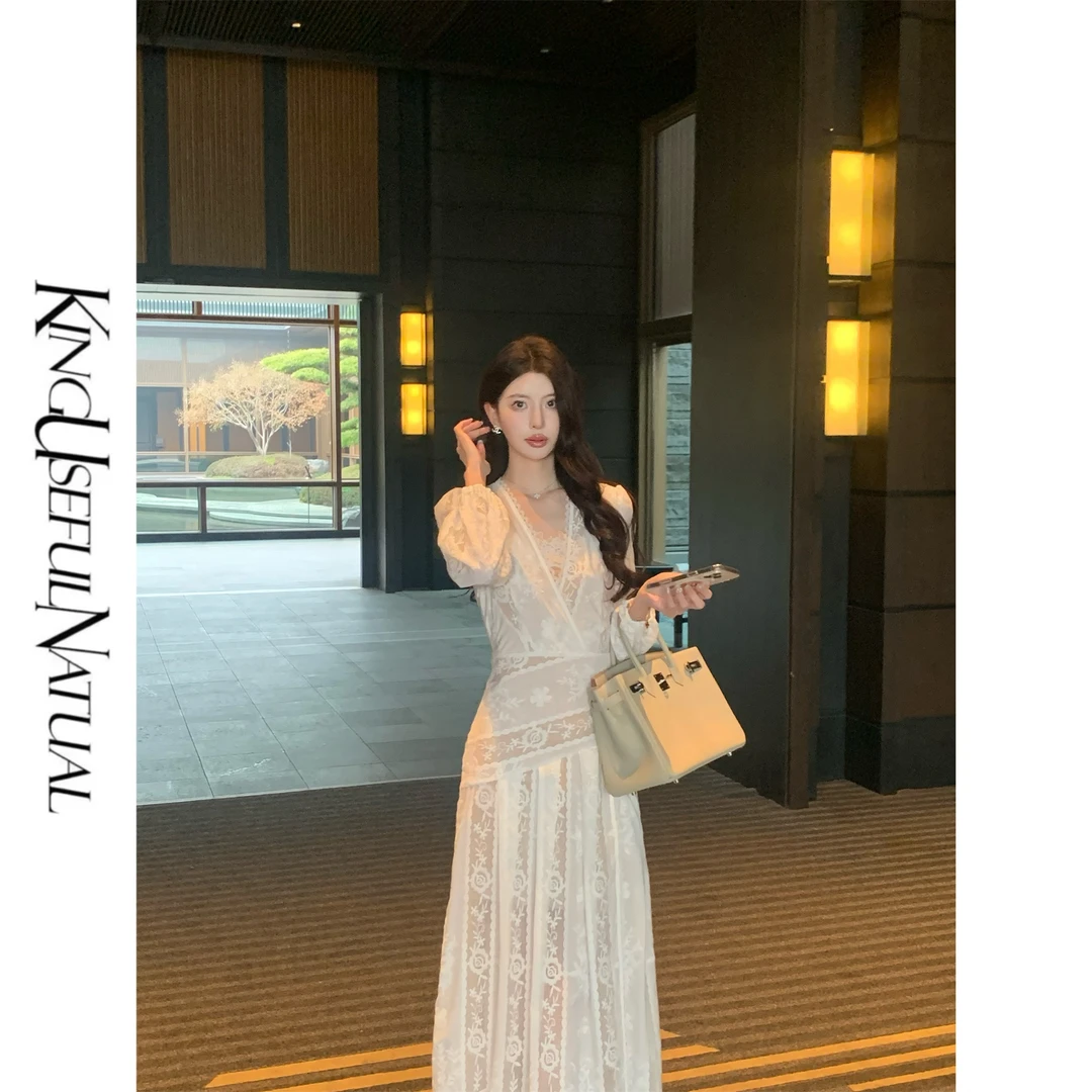 KUN 【一见倾心】 定制长款与短款 法式浪漫女侧开叉连衣裙两件套装