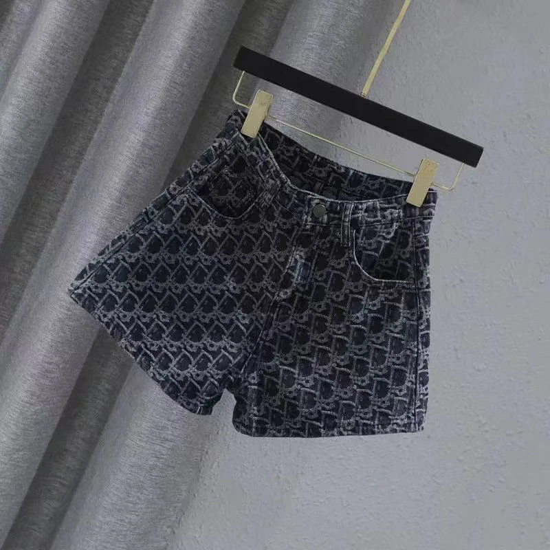 【法国版本D家】【男女同款五分裤】复古牛仔夏新款高腰宽松直筒a字