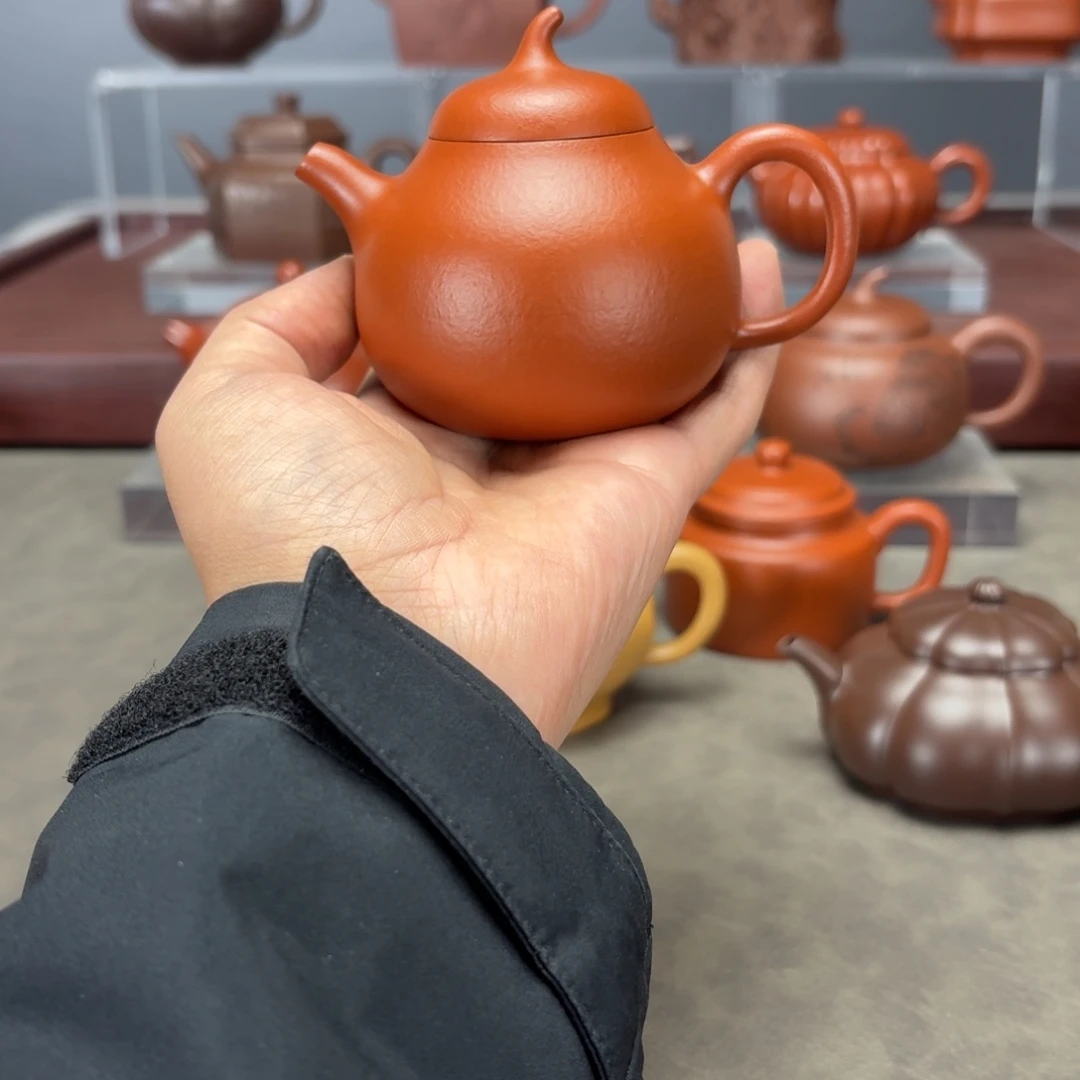 尤***茶壶紫砂茄瓜160CC朱泥大漏