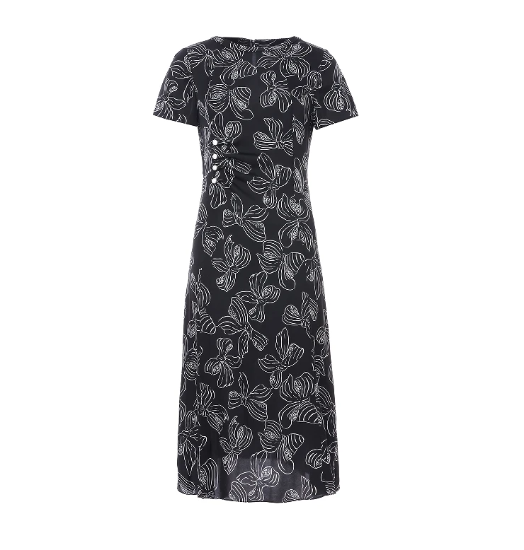 圆领套头轻奢短袖连衣裙