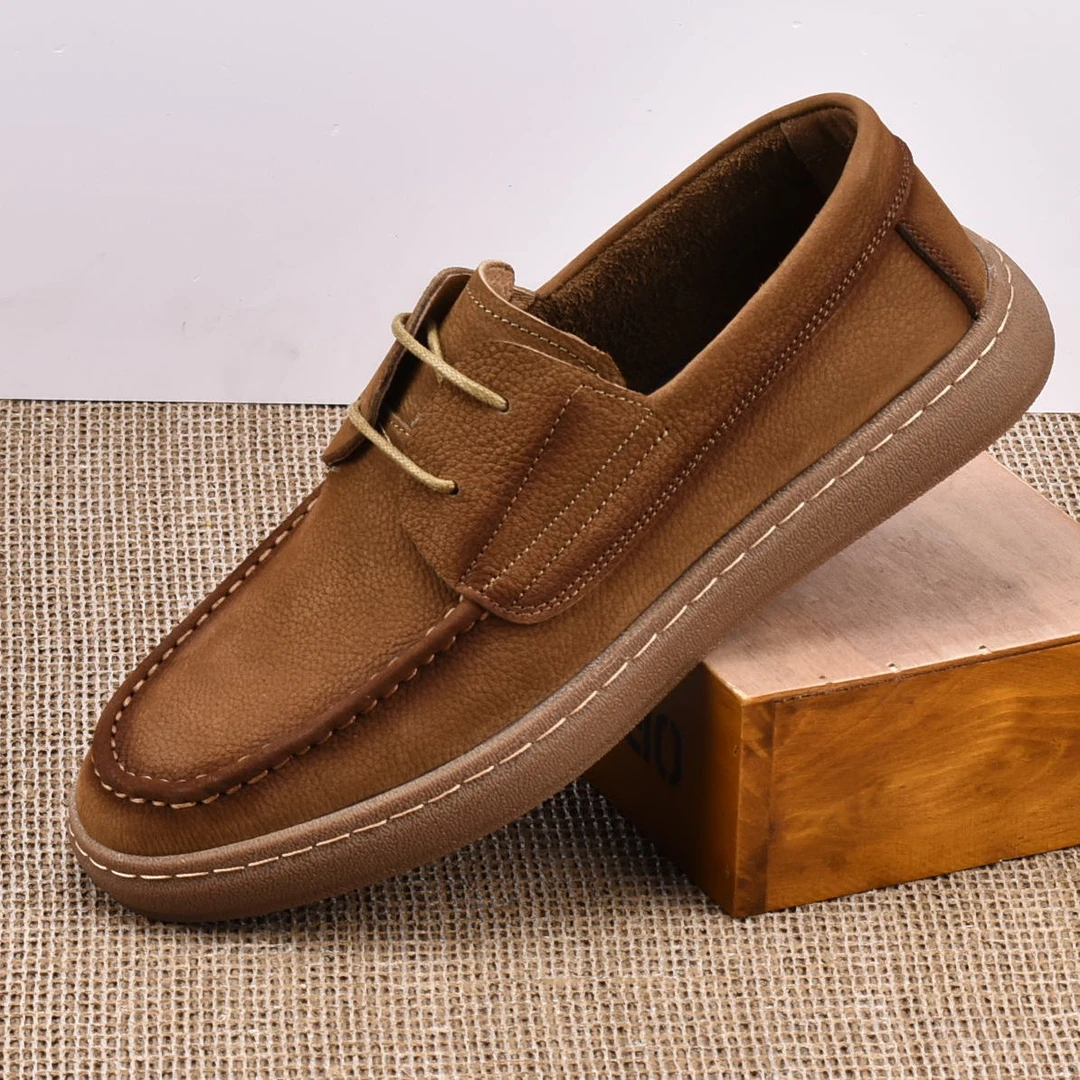 EAEOVNI新款休闲皮鞋男款复古时尚低帮马丁靴软底软皮男士大头鞋