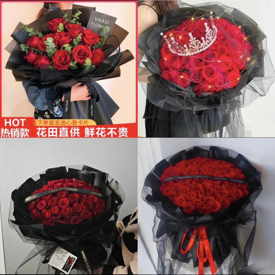 【浪漫情话】11/33/52/99朵红玫瑰花配尤加利鲜花束生日礼物节日鲜花生日鲜花花店送花上门