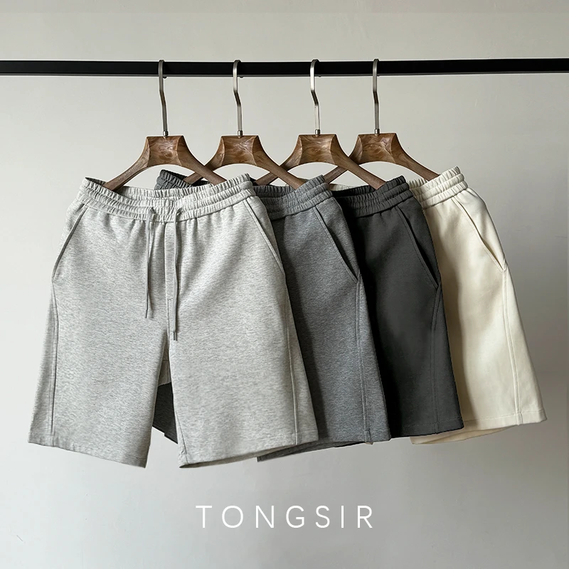 TONGSIR【2.0不翘边】重磅美式休闲夏季棉短裤男生裤子运动五分裤