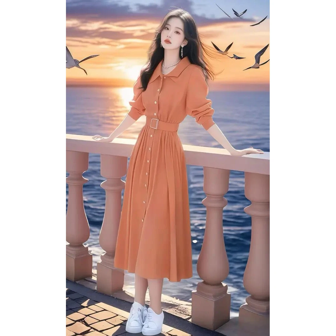 SS1176减龄超火衬衫连衣裙仙女度假风约会穿搭多巴胺绝美小裙子春