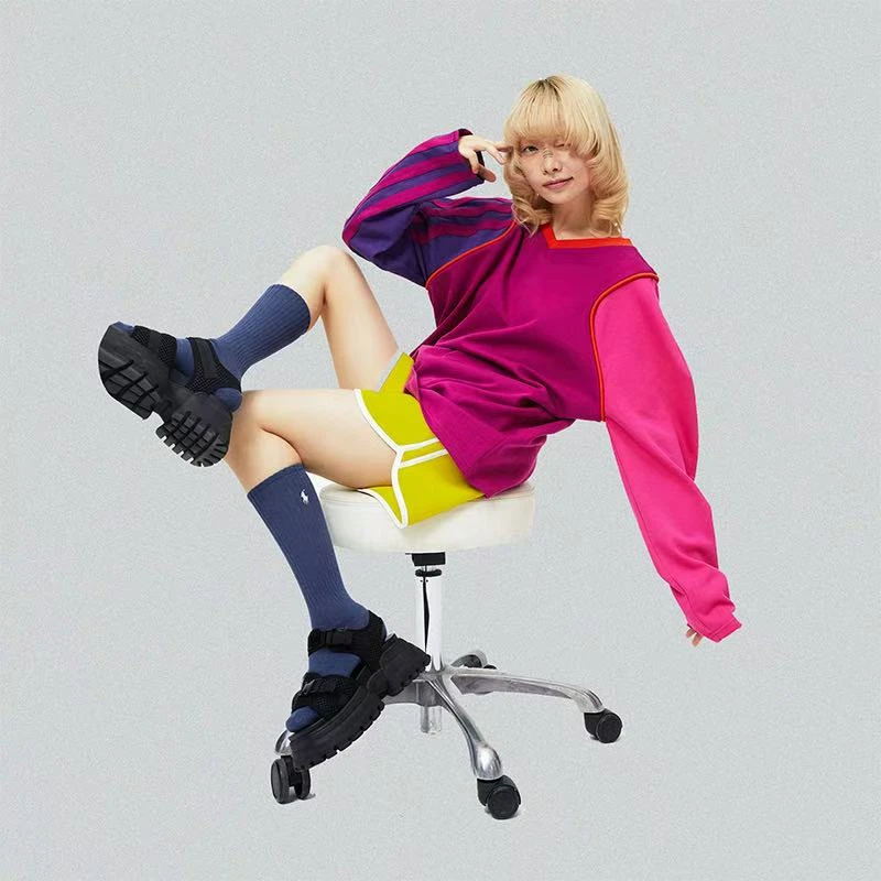 【自播】Oink oink  拼色冰球球衣情侣款长袖卫衣女