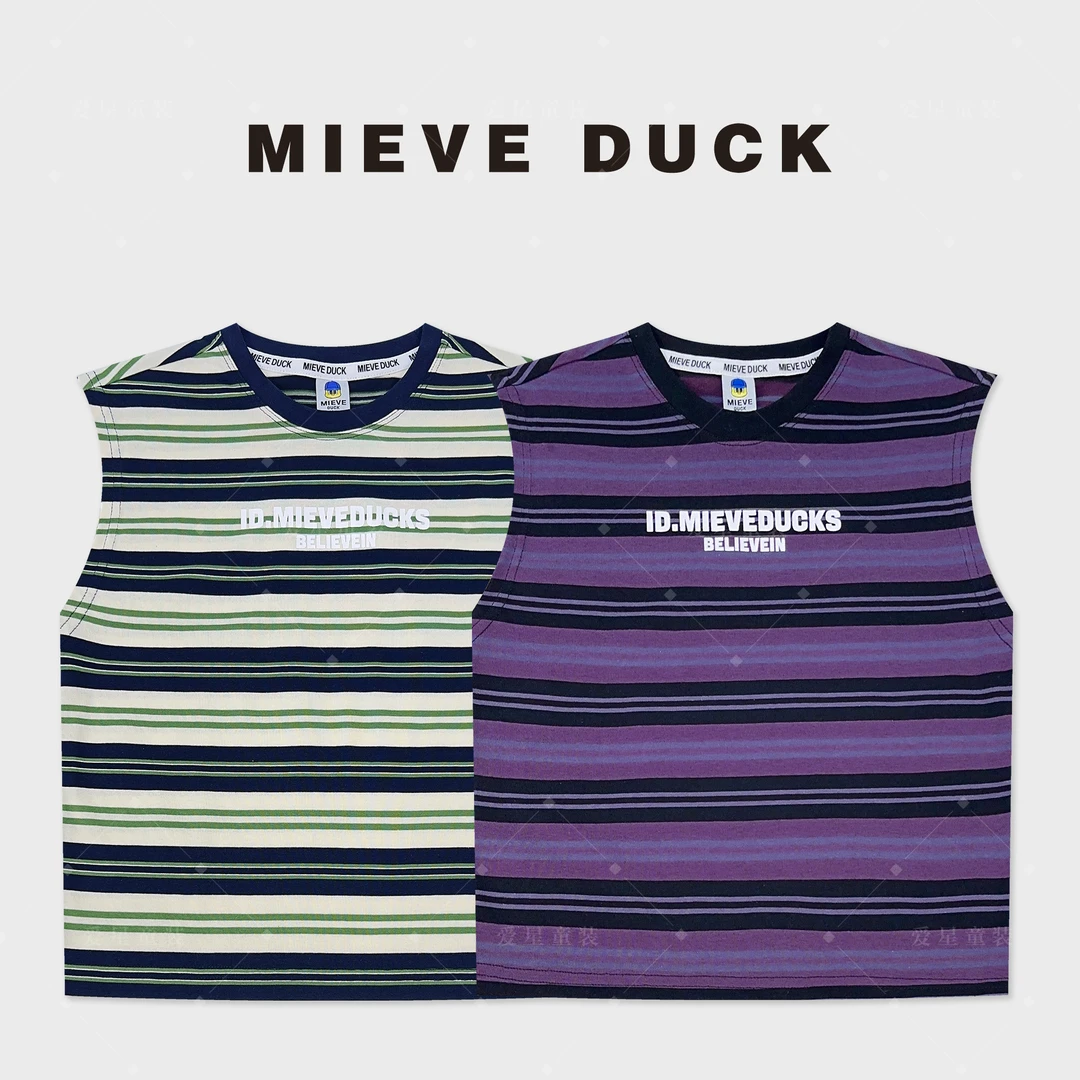 清凉无袖T恤【MIEVE DUCK】夏季儿童圆领背中大童条纹百搭休闲12967