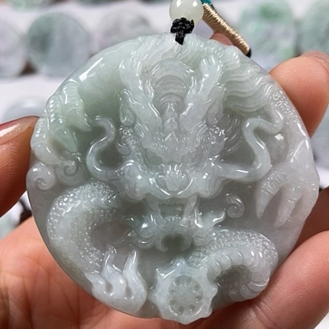 翡翠颈饰未镶嵌龙凤呈祥两面工福利