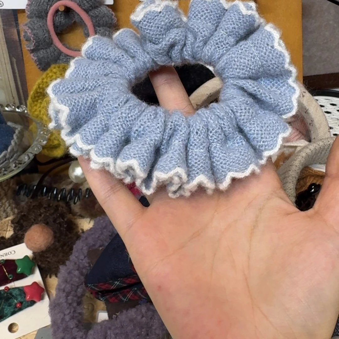 布艺铁合金蓝色针织小肠圈