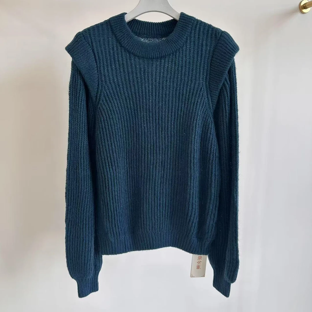 120假两件毛衣女秋冬高级感显瘦新年设计感小众灯笼袖针织衫