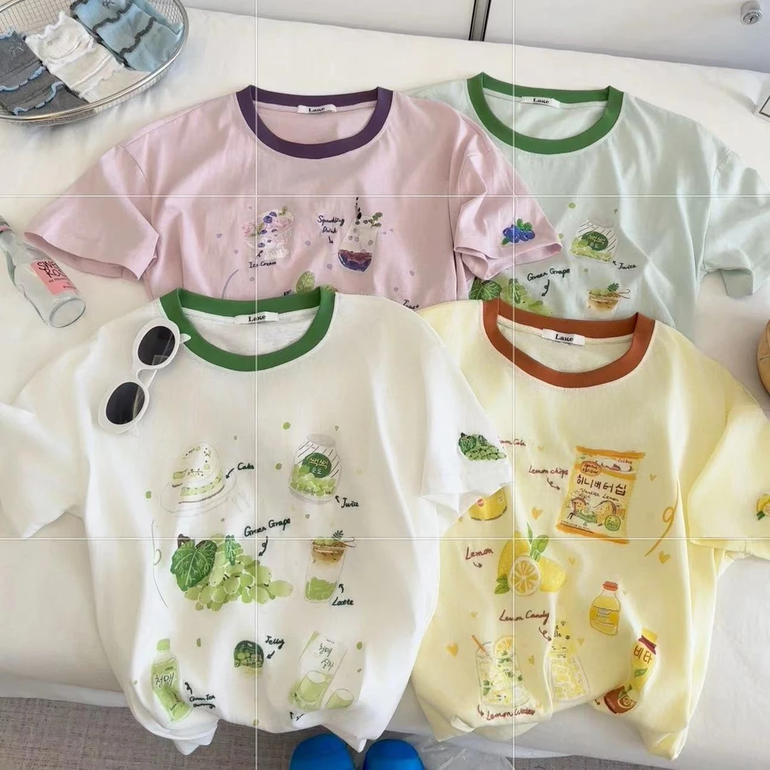 小雅姐姐  清凉一夏轻薄撞色领百搭休闲短袖T恤IT58