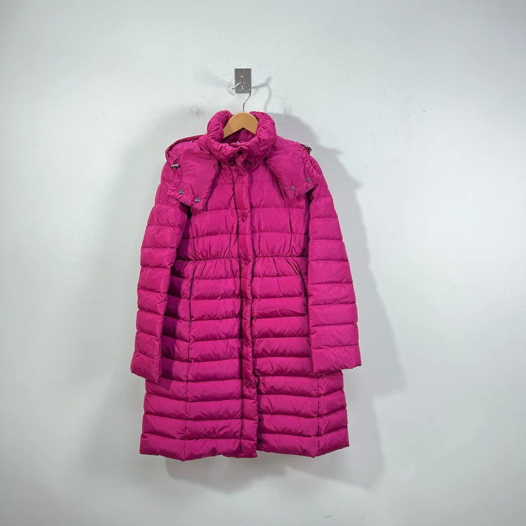 99新 MONCLER 蒙口 Mnoncler 玫红色长款女士羽绒服 99新 2码