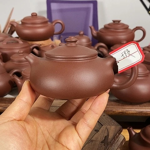紫砂茶壶光宜兴紫砂壶原矿紫泥寒江微瑕约150毫升