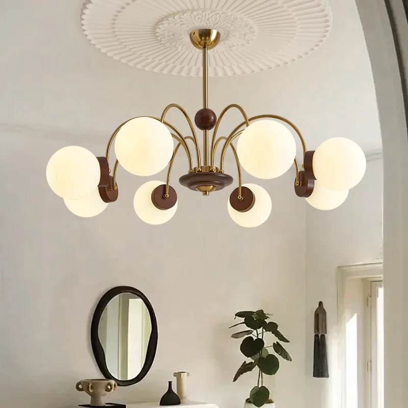 法式中古风客厅主灯全屋套餐新款餐厅灯具复古铜本色魔豆卧室吊灯