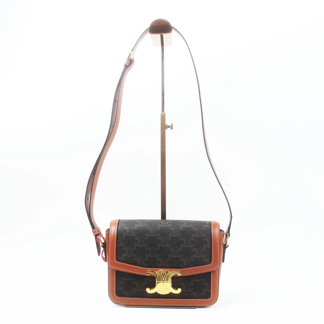 95新 Celine/思琳 76417B 老花Triomphe Teen box单肩斜挎包