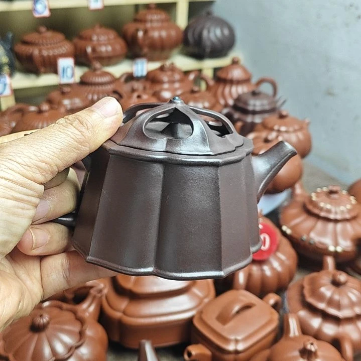 冰***水宜兴紫砂壶筋纹器半手工制作紫泥容量二佰CC