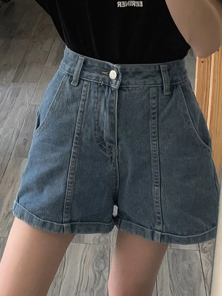 高腰牛仔短裤女款爆款2025新款夏季薄款显瘦大码小个子宽松阔腿裤