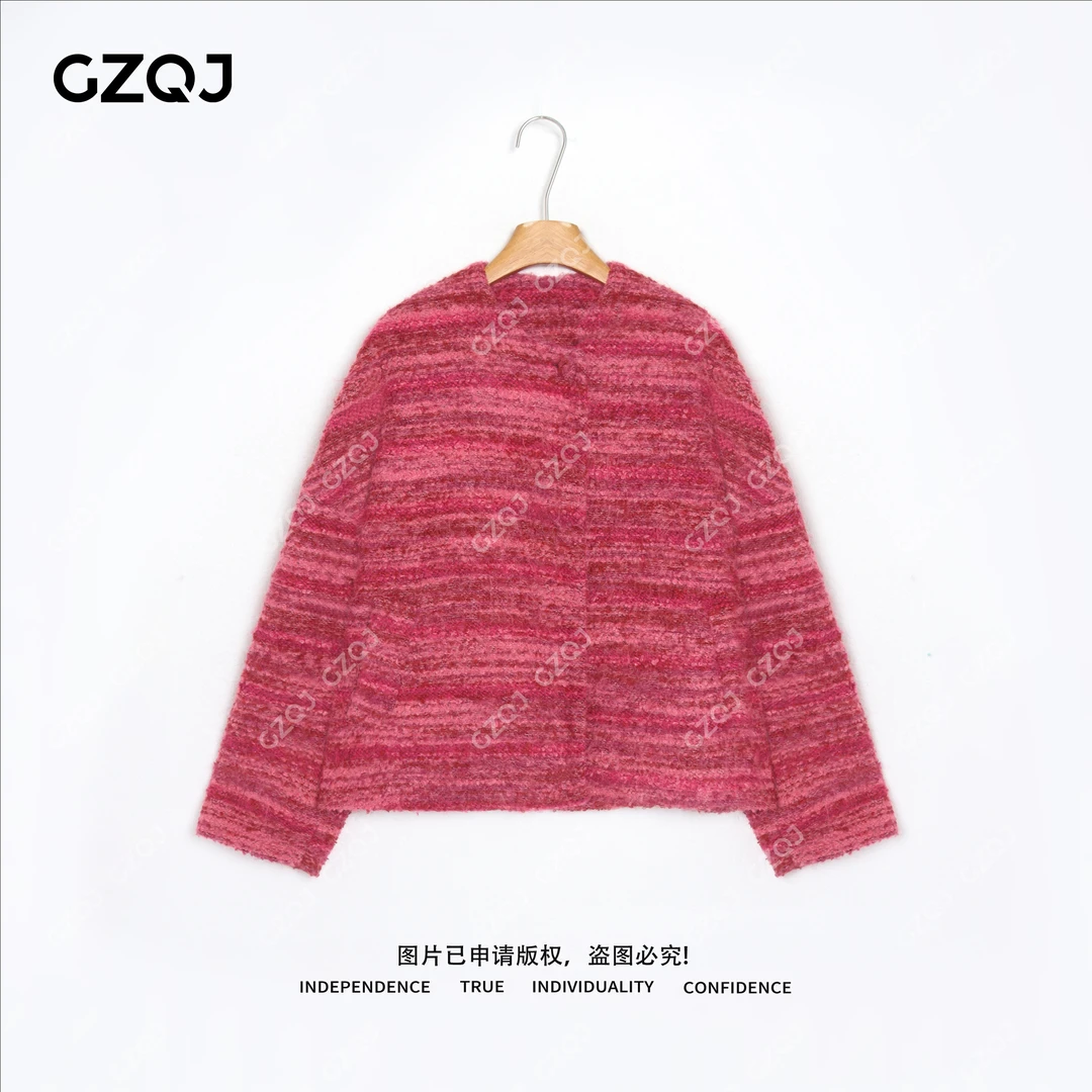 广州琴姐【蔷薇织梦】琥珀流光风羊毛羊驼毛法式小香风外套女冬7827