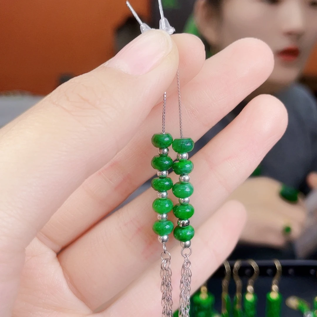 翡翠银S925镶嵌耳饰