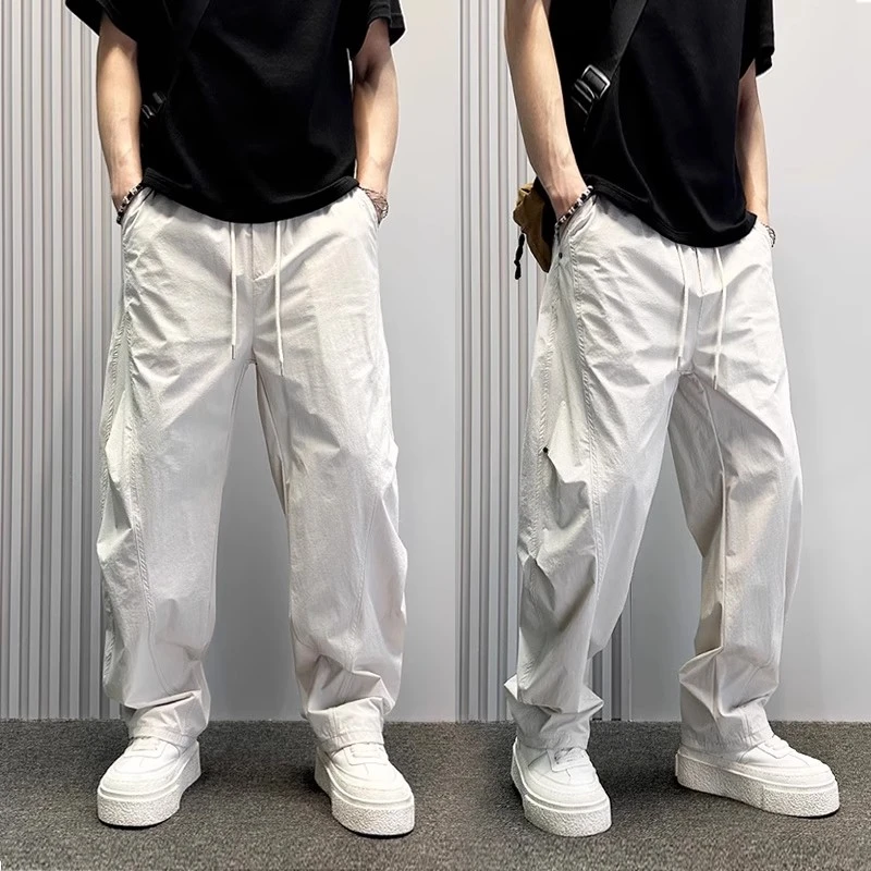 仓石一树休闲裤夏季男款高级感结构宽松直筒裤痞帅潮牌青年弯刀裤