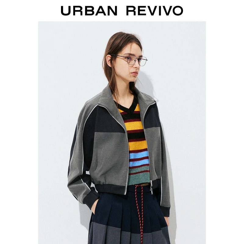 UR2025秋季新款女装流光风运动撞色拼接短款外套UYL150124