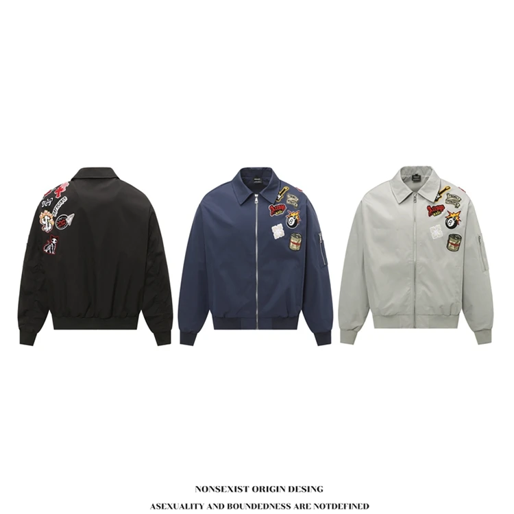 NONSEXIST 原创国潮徽章刺绣重工飞行员夹克百搭外套情侣棒球服