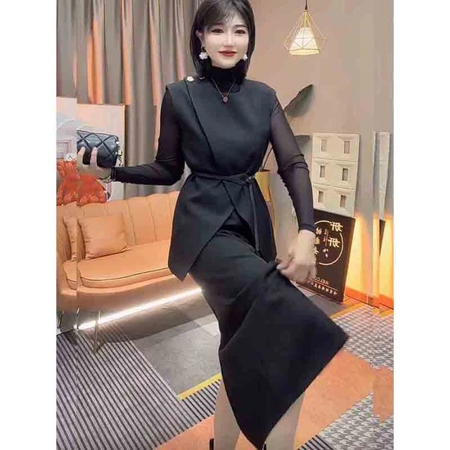 法式赫本风春秋新款马甲半身裙三件套2025高腰显瘦气质时尚套装女