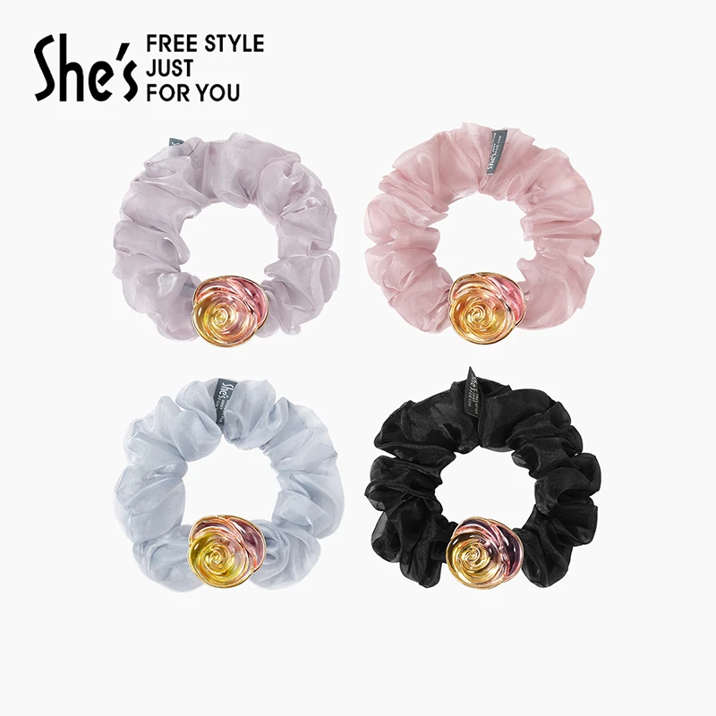 【福利款】shes经典系列玫瑰发圈气质甜美女设计清新优雅超仙发绳