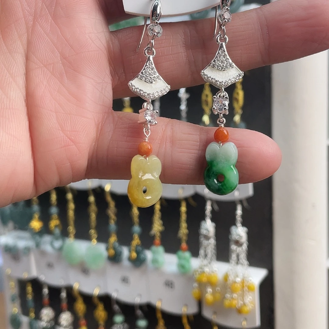 上***6翡翠未镶嵌耳饰89