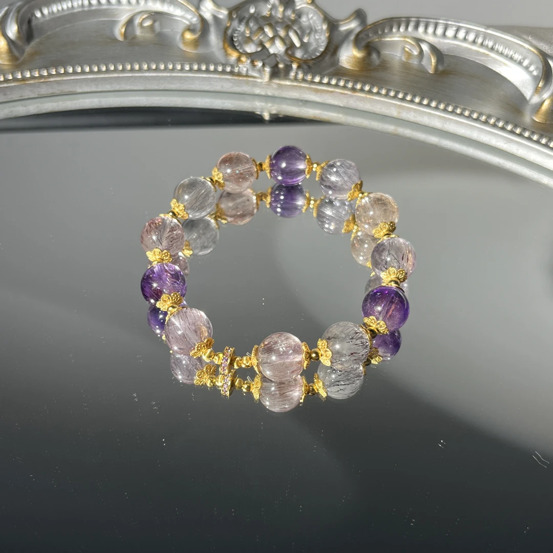 【紫陌】天然超七s925银水晶手串手链