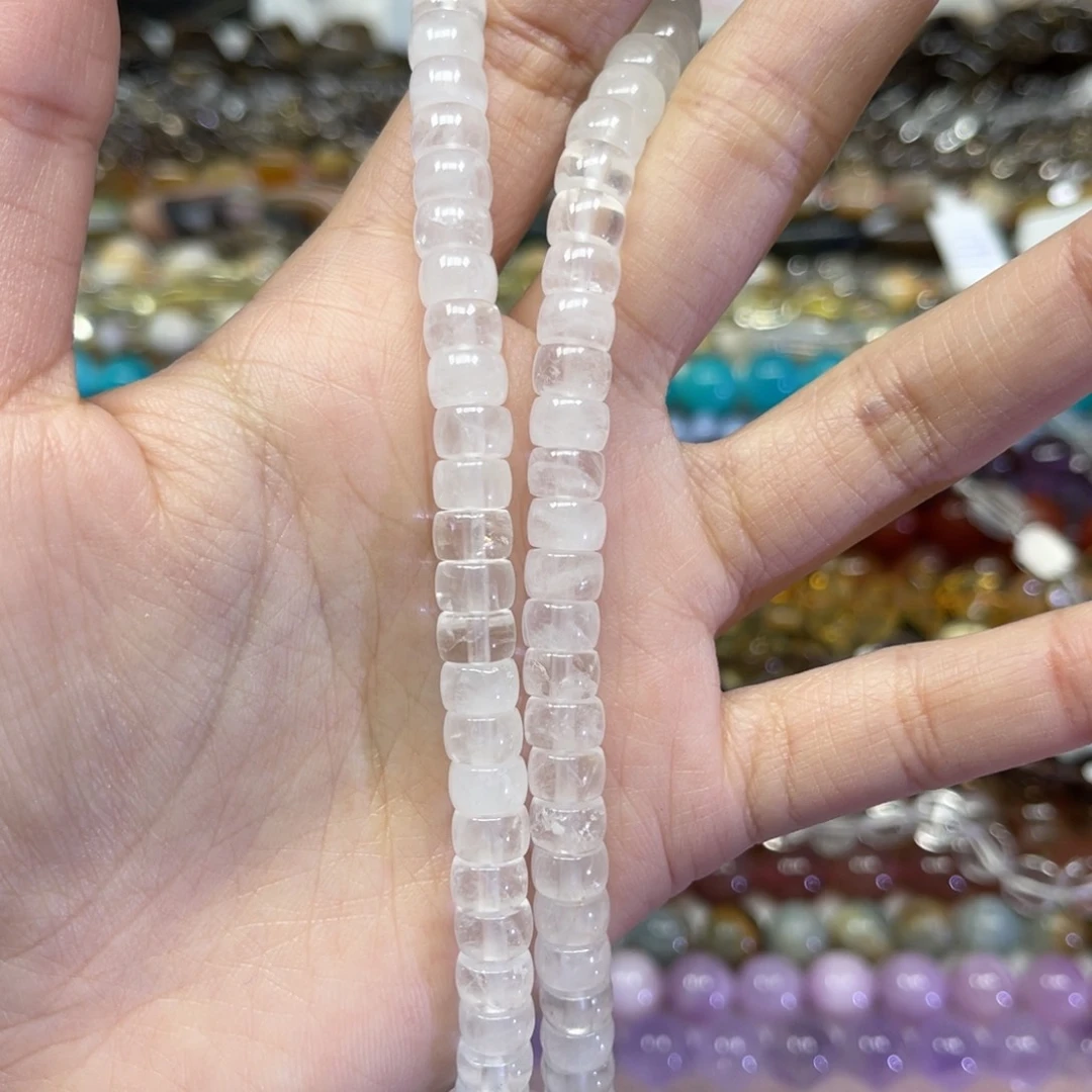 玛瑙/玉髓散珠天然白水晶卡7.4长条38厘米